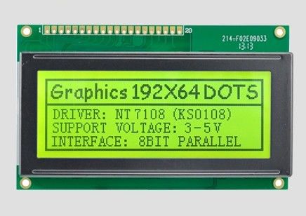 192*64 caracteres gráfico de matriz de pontos módulo LCD de porta paralela luz de fundo branca 5V